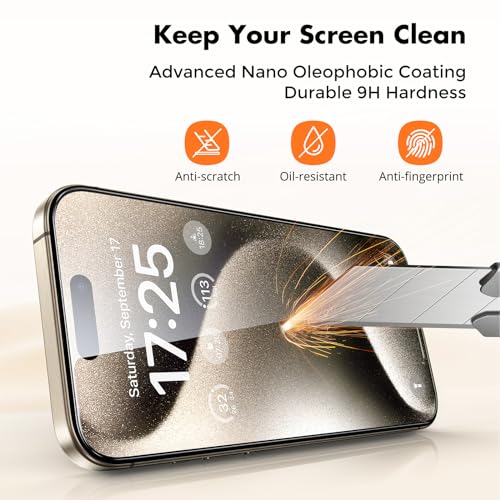 UNBREAKcable 9H Shatterproof Glass Screen Protector for iPhone 15 Pro