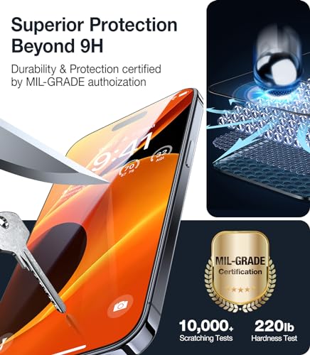 UltraGlass 9H+ Military Grade Screen Protector for iPhone 15 Pro Max