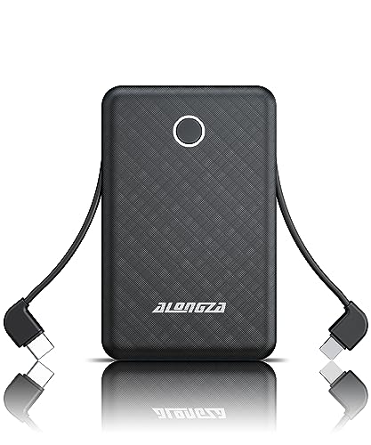 Alongza Slim 6000mAh Portable Charger with Cable