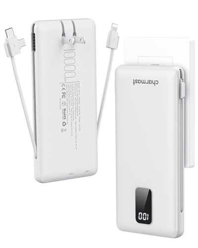 Charmast 10000mAh Portable Charger with Built-in Cables