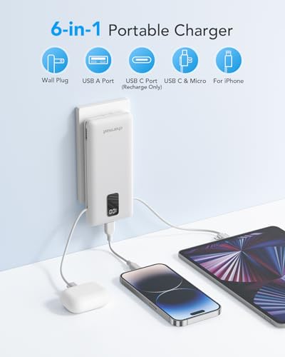 Charmast 10000mAh Portable Charger with Built-in Cables