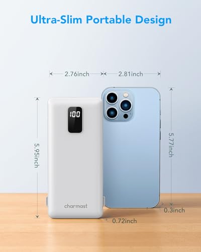 Charmast 10000mAh Portable Charger with Built-in Cables