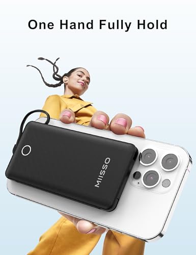Miisso 10,000mAh Slim Portable Charger with Built-In Cable