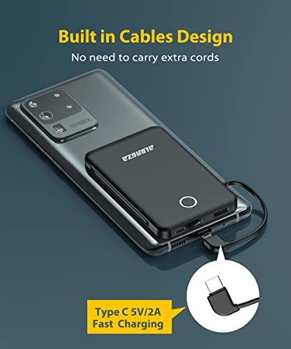 Alongza Slim 6000mAh Portable Charger with Cable