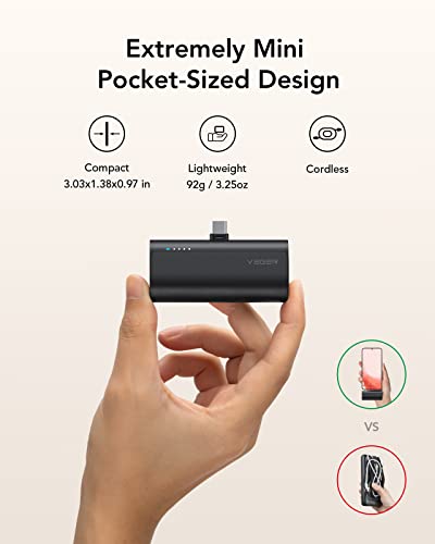 2 Pack USB C Portable Chargers 5000mAh Fast Charge