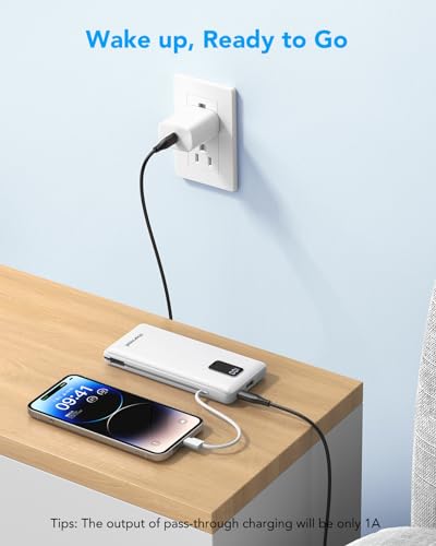 Charmast 10000mAh Portable Charger with Built-in Cables