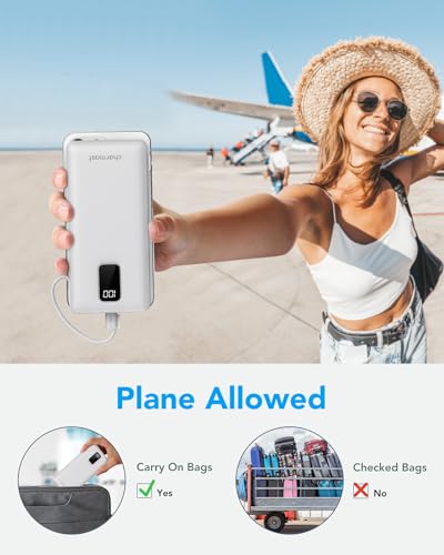 Charmast 10000mAh Portable Charger with Built-in Cables