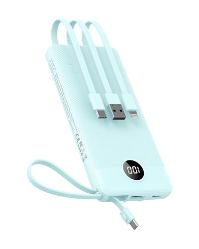 VEEKTOMX 10000mAh Portable Charger with Built-in Cables