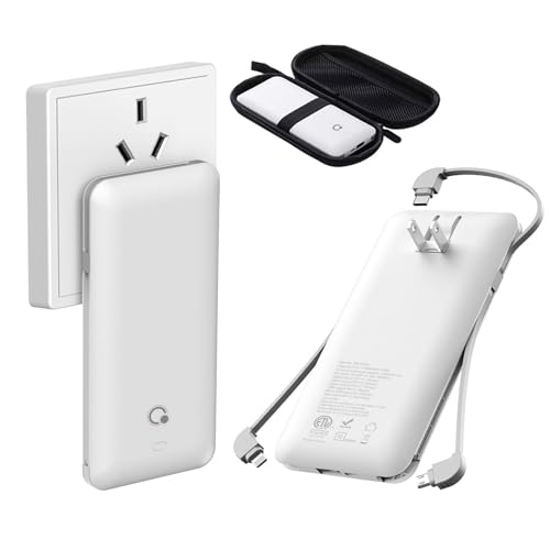 Q Portable 10000mAh Slim Power Bank with Cables