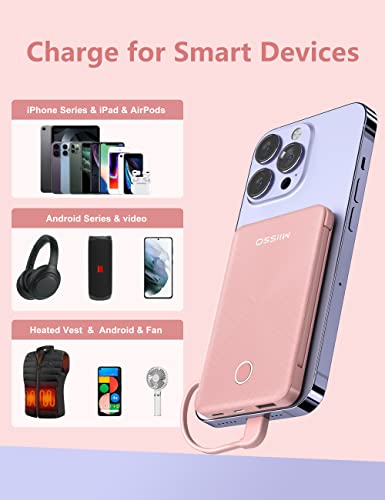 Ultra Slim 6000mAh Portable Charger with Built-In Cables