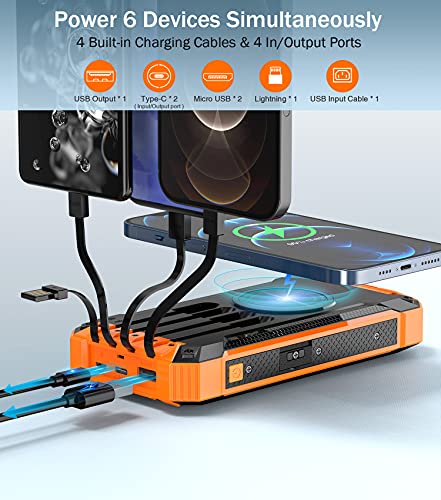 GOODaaa 36000mAh Wireless Power Bank with 4 Cables