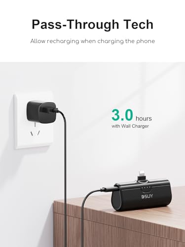Dsuy 5000mAh Portable Charger with Built-in Cable