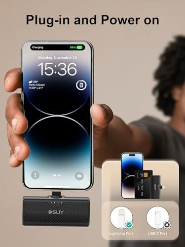 Dsuy 5000mAh Portable Charger with Built-in Cable
