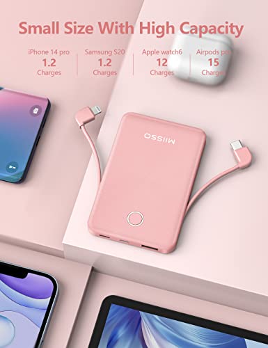 Ultra Slim 6000mAh Portable Charger with Built-In Cables
