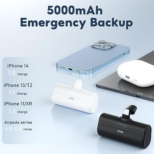 UPEB 5000mAh Portable Phone Charger with Built-in Cable