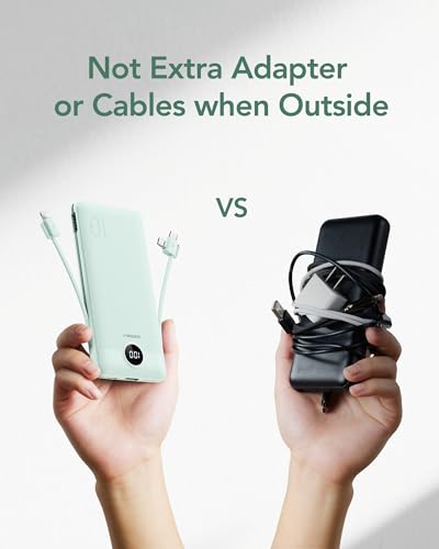 VEGER 10000mAh Portable Charger with Built-in Cables