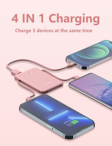 Ultra Slim 6000mAh Portable Charger with Built-In Cables