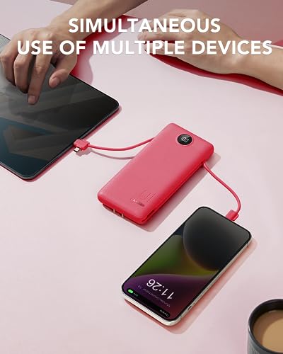 10000mAh Portable Charger with Built-in Cables