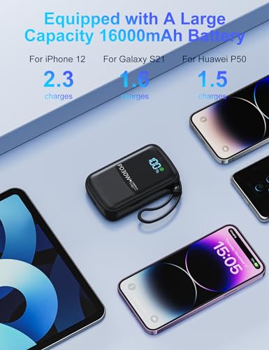 16000mAh PD Fast Charging Power Bank - Black