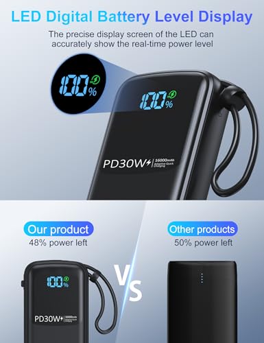 16000mAh PD Fast Charging Power Bank - Black