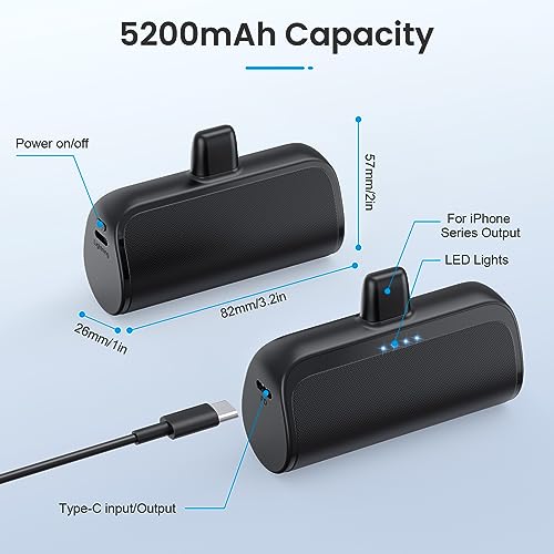 Ultra-Compact 5200mAh Portable Charger for iPhone
