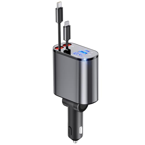 4-in-1 66W Retractable Car Phone Charger
