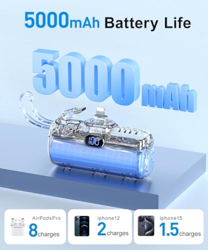 Compact 5000mAh Portable Charger for iPhone & Android