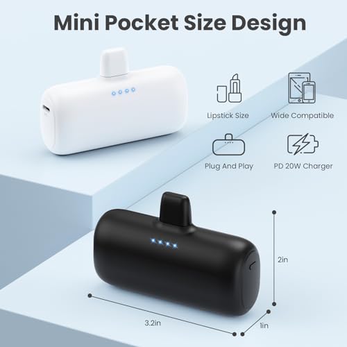 2-Pack Mini Portable iPhone Power Bank Charger