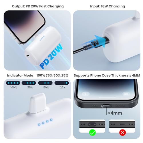 2-Pack Mini Portable iPhone Power Bank Charger