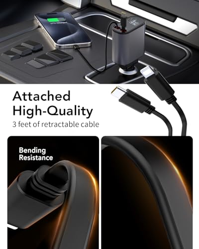 4-in-1 66W Retractable Car Phone Charger