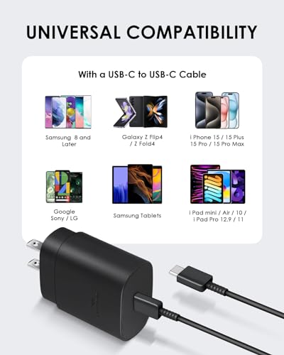 25W Fast USB-C Charger with 6FT Cable - 2 Pack