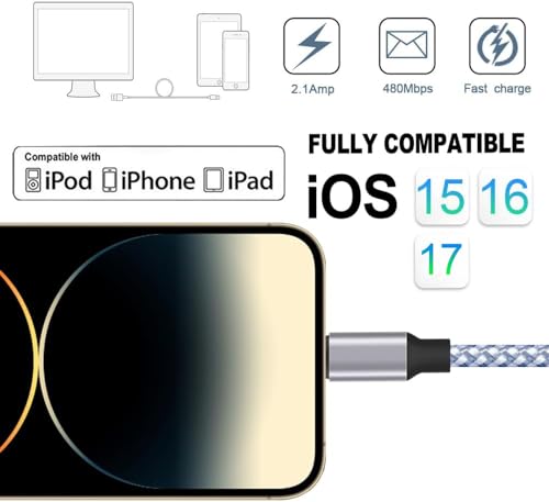 DAZHWA 3-Pack Lightning Fast Charger Cables