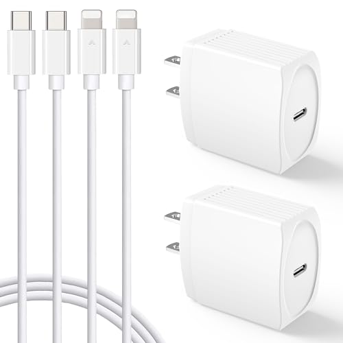 20W USB-C Fast Charger with 10FT Cable - 2 Pack
