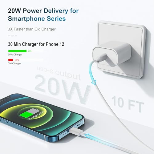 10FT Fast Charging USB C to Lightning Cable Set