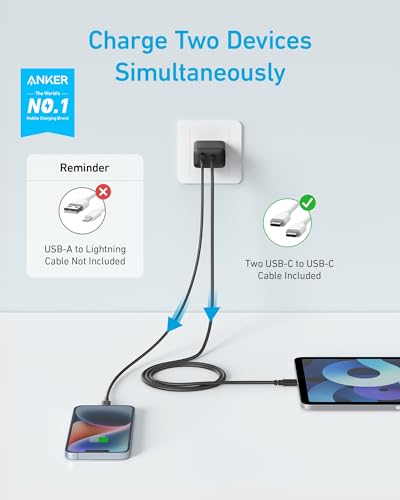 Anker 20W Dual Port USB C Charger 2-Pack