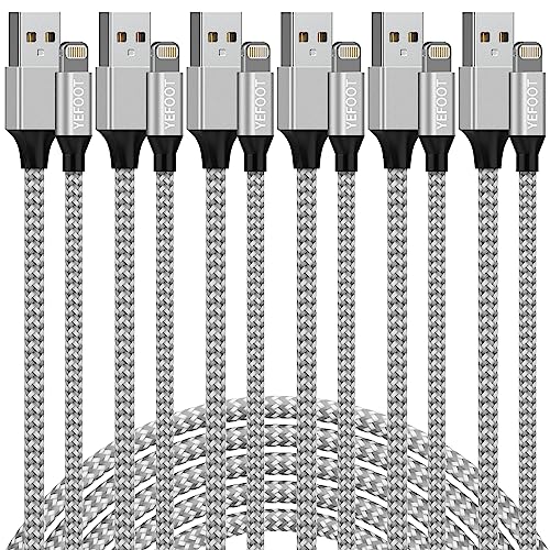 6-Pack Apple MFi Certified Lightning Cables 10ft