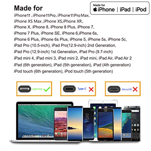 Colorful 6ft Lightning Charger Cable Pack for iPhone