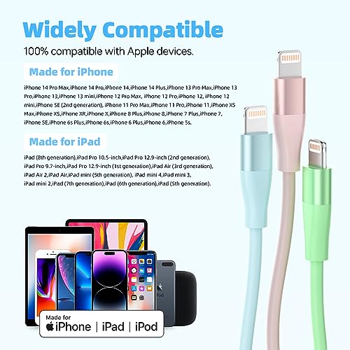 10FT MFi Lightning Charger Cable 3-Pack for iPhone