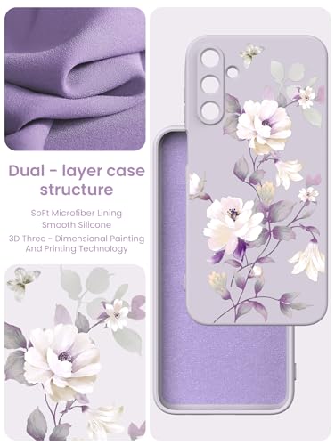 Galaxy A15 5G Floral Liquid Silicone Case - Purple