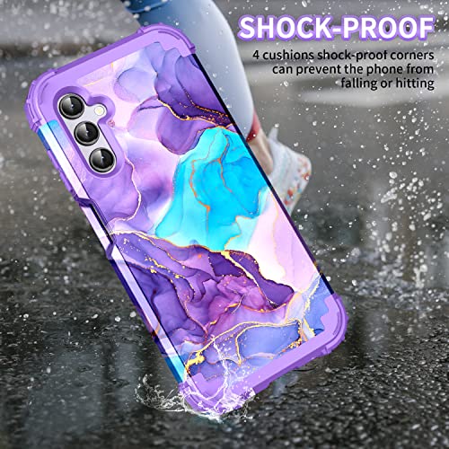 Marble Triple Layer Shockproof Case for Galaxy A14
