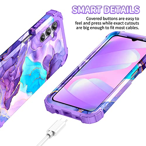 Marble Triple Layer Shockproof Case for Galaxy A14