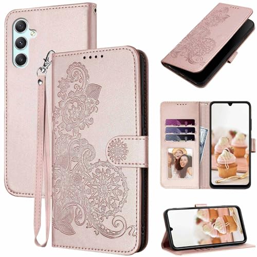 Floral Leather Wallet Case for Galaxy A15 5G