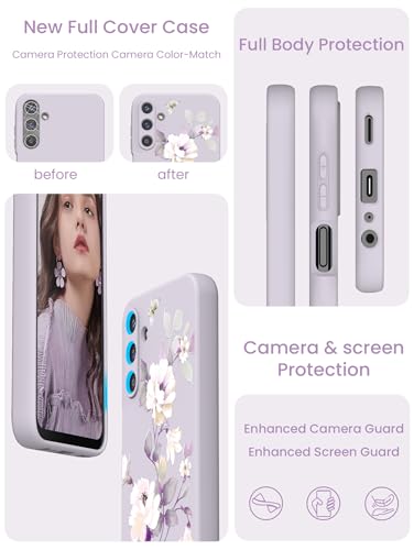 Galaxy A15 5G Floral Liquid Silicone Case - Purple