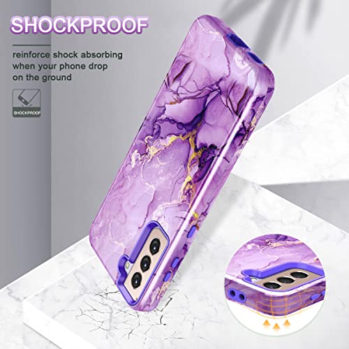 Purple Marble Shockproof Case for Galaxy S21 Plus