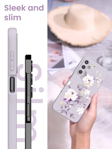 Galaxy A15 5G Floral Liquid Silicone Case - Purple