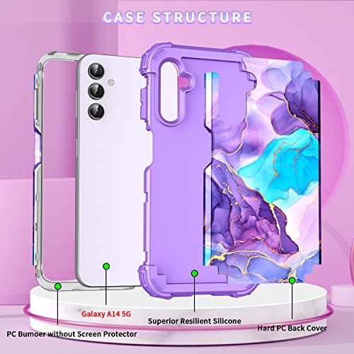 Marble Triple Layer Shockproof Case for Galaxy A14