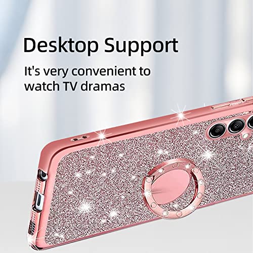 Glitter Rose Samsung A14 5G Case with Kickstand