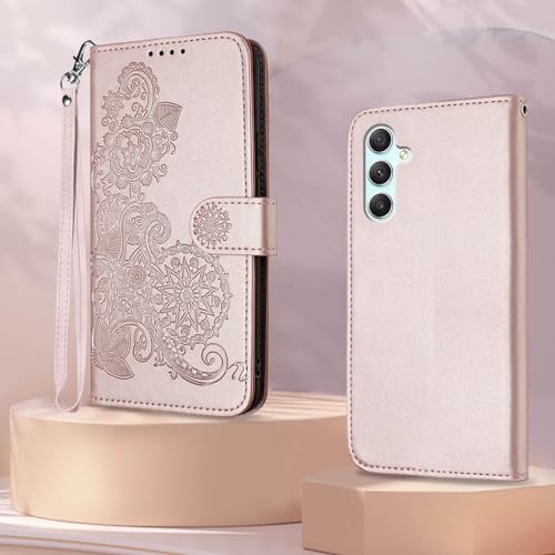 Floral Leather Wallet Case for Galaxy A15 5G