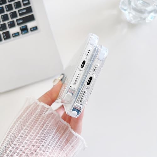 Cute Clear Silicone iPhone 15 Case - White Flowers