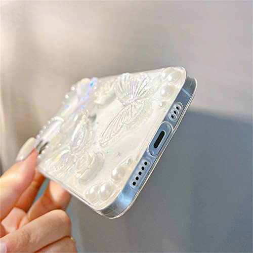 3D Butterfly Floral iPhone 11 Case with Pearl Chain